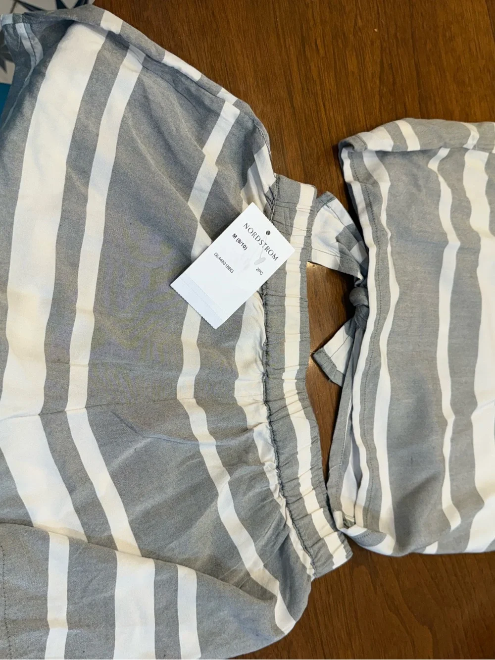 Nordstrom girls  Gray and White Striped Two-Piece skirt set